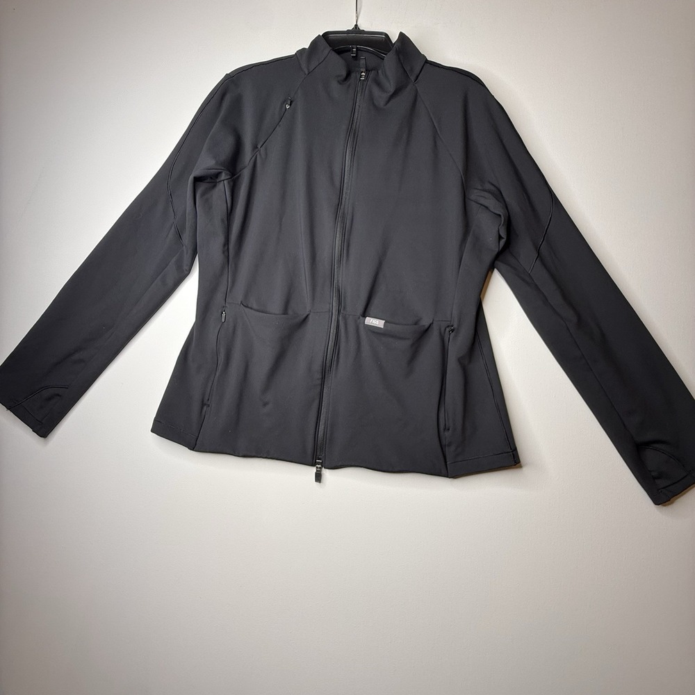 Figs Technical Collection Women's Zip Up Black Scrub Jacket XXL